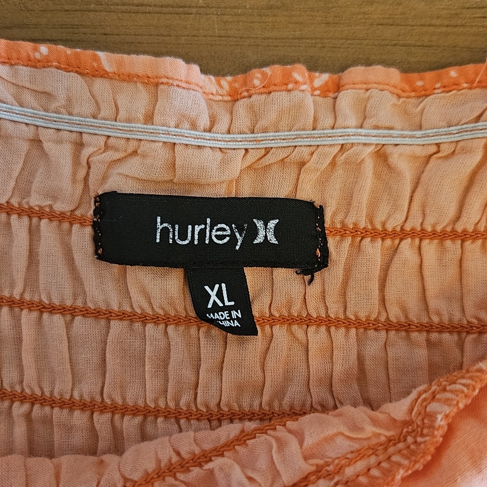 Hurley Cotton Mini Sun Dress Beach Summer Orange Print Size XL - Picture 3 of 12